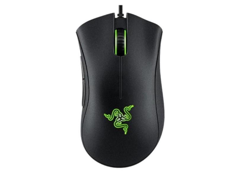 Mouse Luminoso Deathadder 6400 Dpi 5 Botões Razer - Preto
