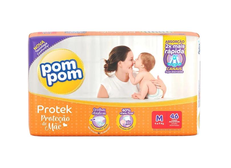 Fralda Pom Pom Protek Proteção de Mãe M 46 Und 4 - 9kg