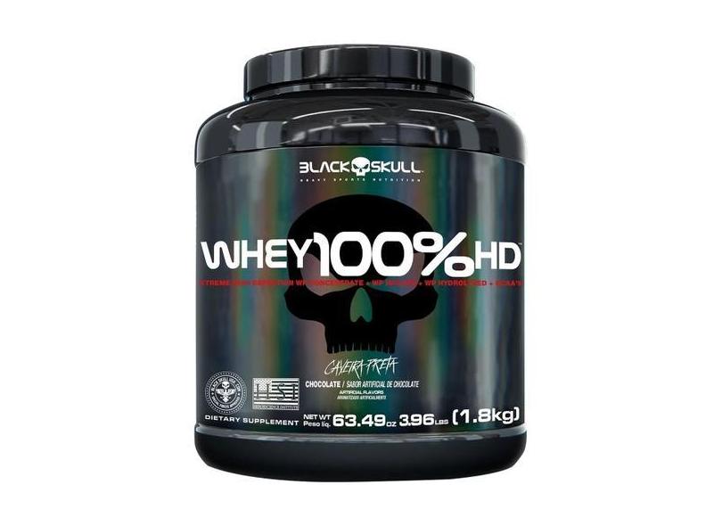 Whey 100% Hd Concentrado, Isolado, Hidrolisado 1,8Kg - Caveira Preta -