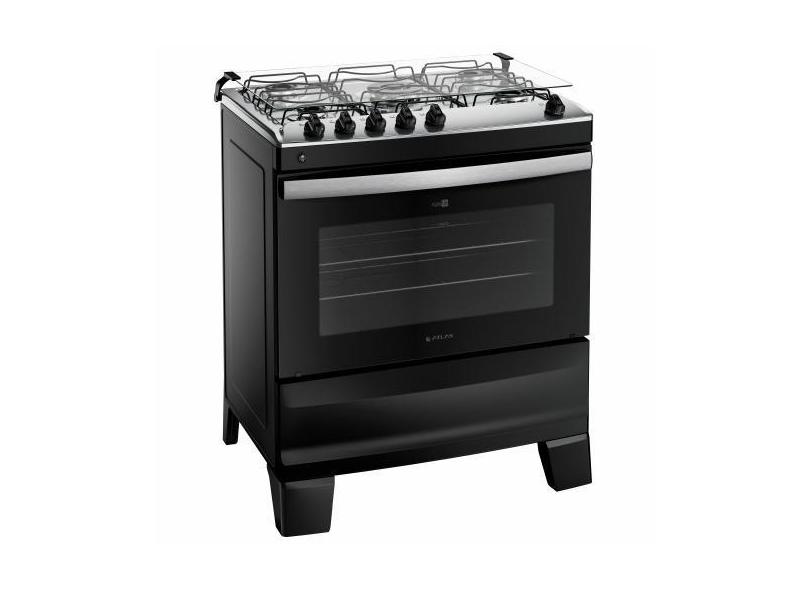Fogão Atlas Agile UP 5 bocas automático mesa de inox Preto Bivolt, Biv