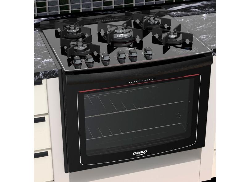 Fogão de Embutir Dako 5 Bocas Acendimento Superautomático Grill Turbo Glass DE5VT-PF0