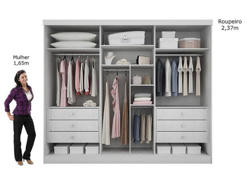 Guarda-Roupa Casal 6 Portas 6 Gavetas com Espelho Bari 2E Novo Horizonte