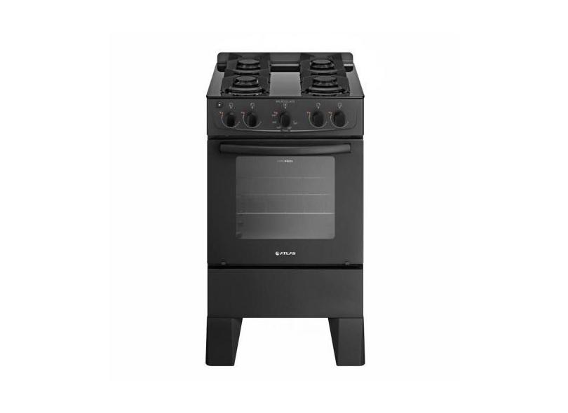 Fogão 4 Bocas Atlas Automático Mesa de Vidro Milão Glass Preto