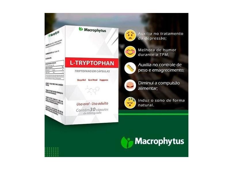 3x L-tryptophan 600mg 30 Capsulas (triptofano) Macrophytus em Promoção ...