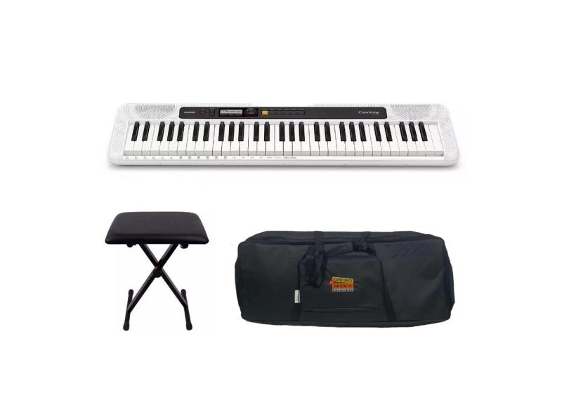 Teclado Casio Casiotone CT-S200 wh com Banqueta e Capa Kit