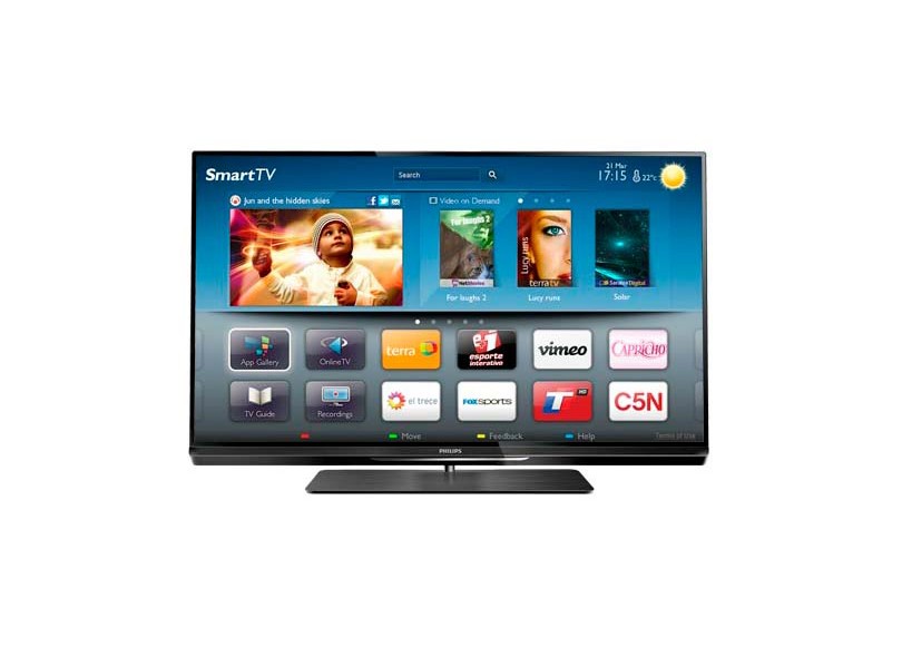 TV LED 47" Smart TV Philips 3D Full HD 4 HDMI Conversor Digital Integrado e Interativo (DTVi) 47PFL7007G78