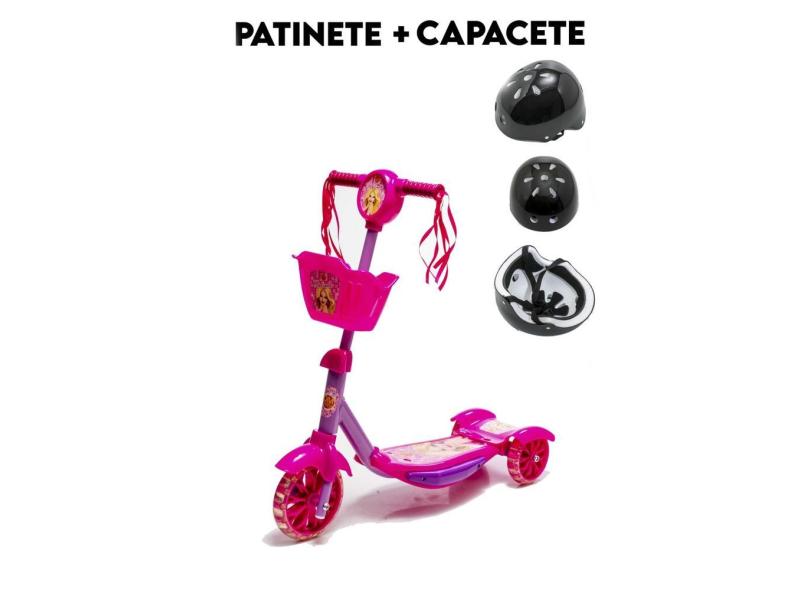 Patinete Rosa Belinda Com Capacete Confiável