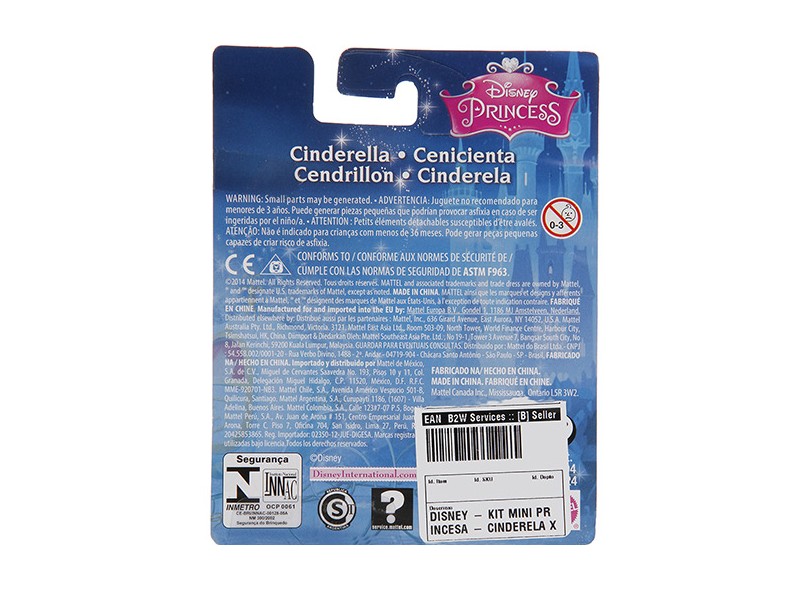 Boneca Princesas Disney Magiclip Mini Cinderela  X9404/CHD24 Mattel
