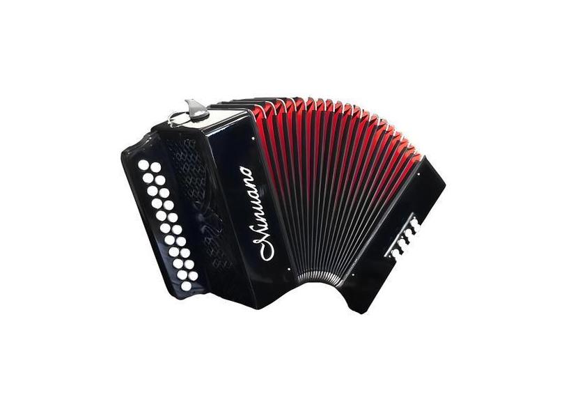 Acordeon 8 Baixos Minuano 21 Botões All Black Sanfona, Botões Branco