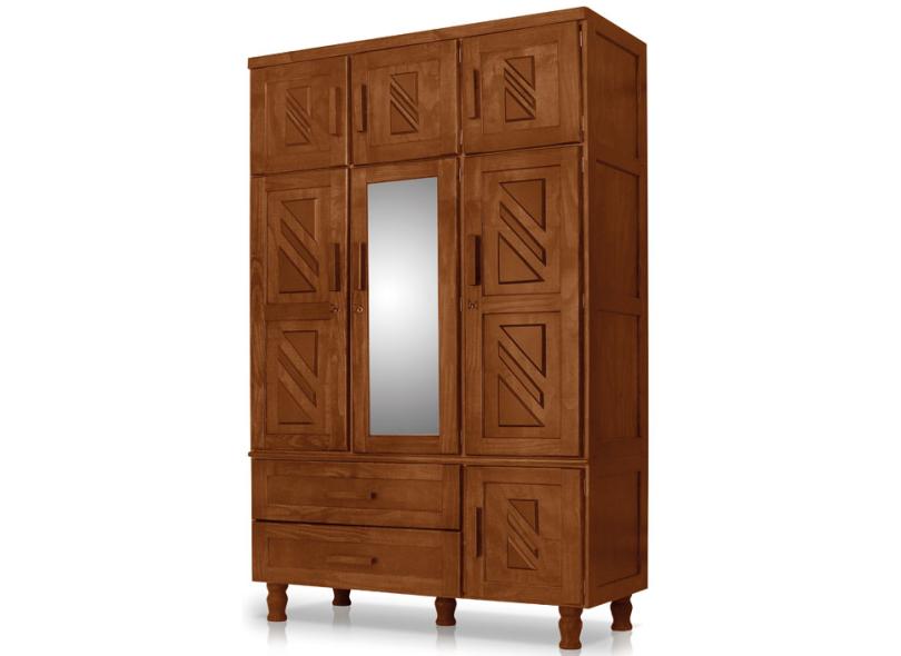 Guarda-Roupa Solteiro 7 portas 2 Gavetas com Espelho Chicago 103 Atraente Móveis