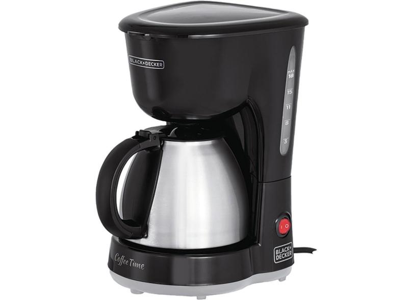 Cafeteira Elétrica 18 Xícaras Black & Decker CM15 com Jarra Inox Preta e Prata 127V