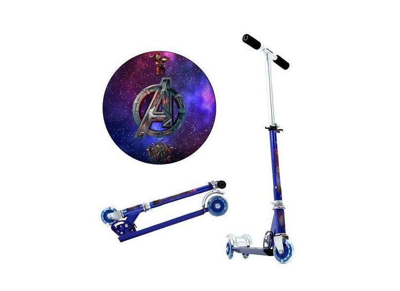 Patinete Avengers Três Rodas Infantil Azul De Alumínio - Dm Radical