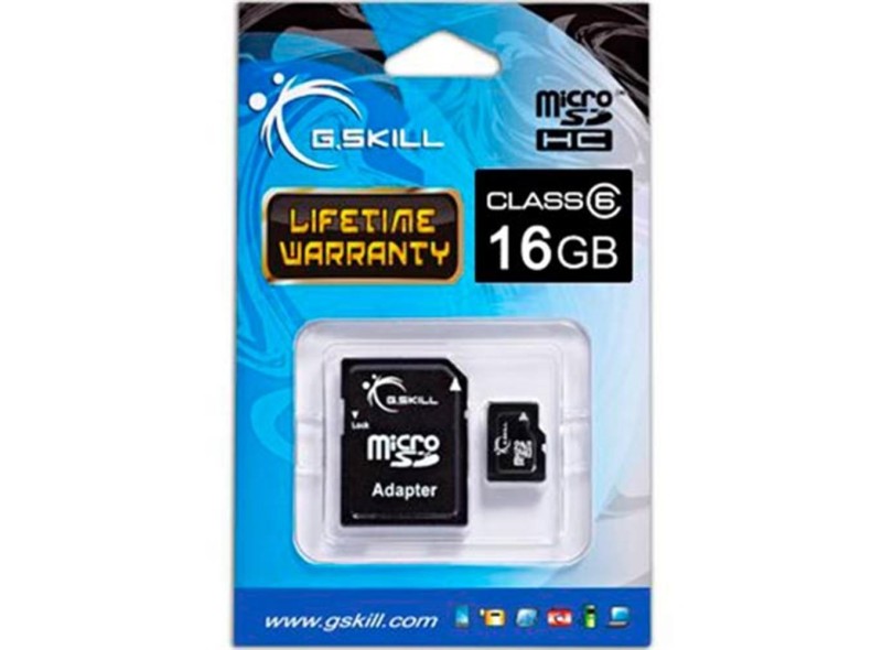 Cartão de Memória Micro SDHC com Adaptador G Skill 16 GB TSDG16GA-C6