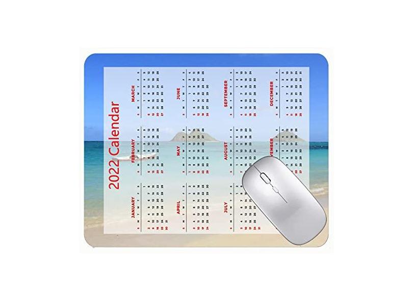 Mouse pad para jogos com calendário 2022, mouse pad de borracha para barco no mar, praia, ilhas