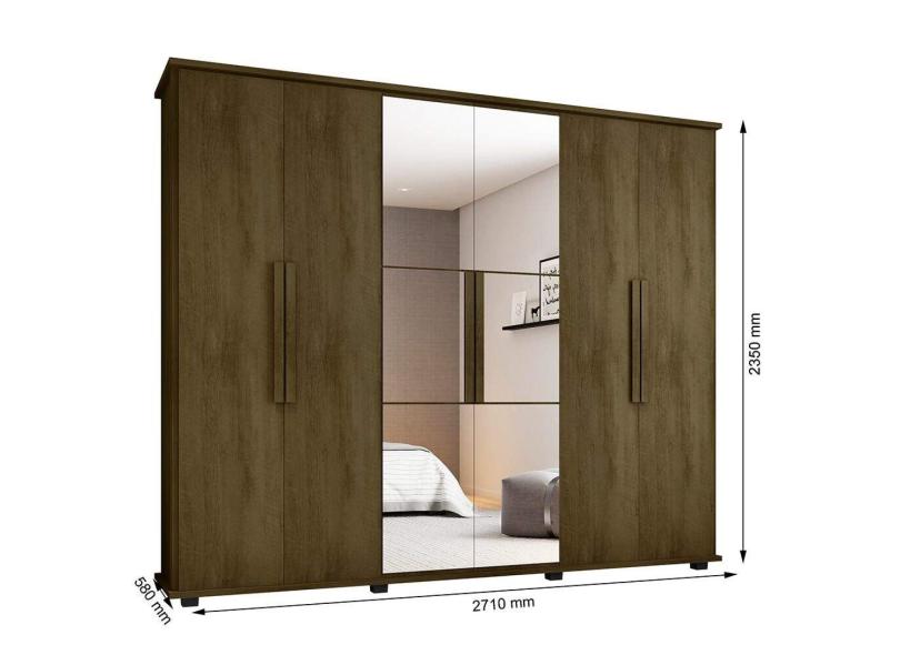 Guarda-Roupa Casal 6 Portas 4 Gavetas com Espelho Canadá RV Móveis