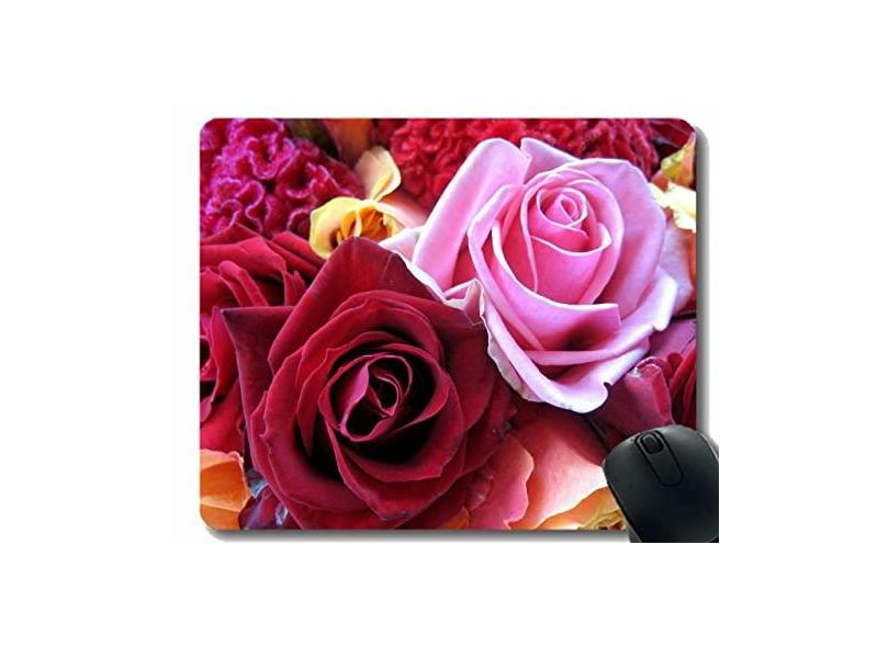 Mouse pad para jogos personalizado, mouse pad colorido com botões de flores de rosas
