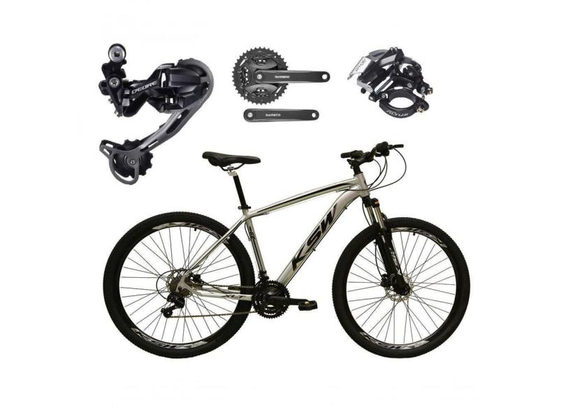 Bicicleta Aro 29 Ksw Xlt Shimano Deore E Altus 27v Freio Hidráulico Garfo Trava - Prata Tam.19