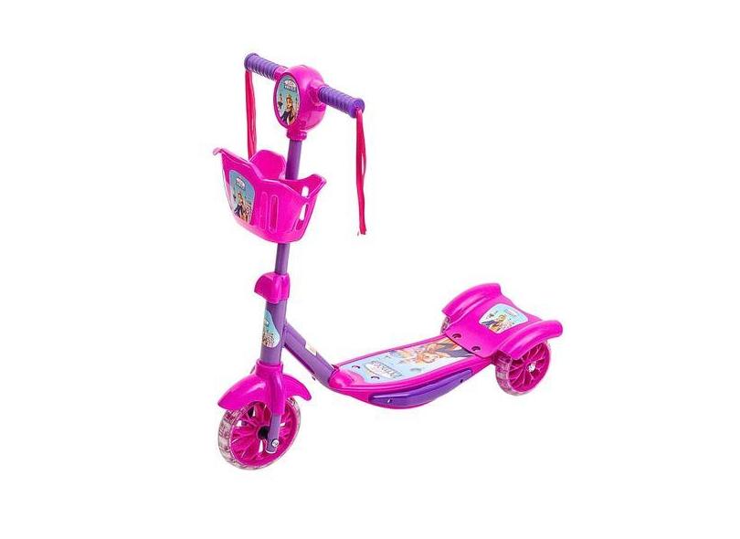 Patinete Infantil Feminino Masculino Cestinha 3 Rodas Led  - Kaeka