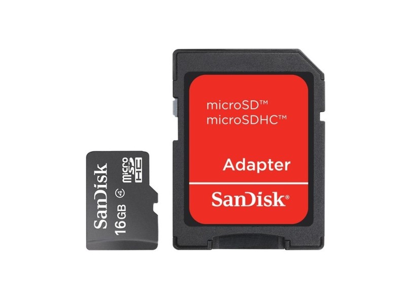 Cartão de Memória Micro SDHC com Adaptador SanDisk 16 GB SDSDQM-016G