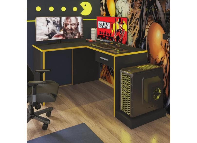 Mesa Gamer Escrivaninha em L DRX9000 com 1 Gaveta Espresso Móveis