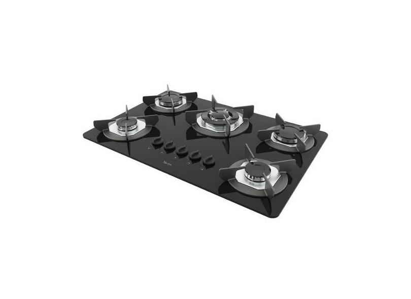 Cooktop Terim Safe Ferro Fundido 5 Bocas Tripla Chama GLP, Preto, Bivo