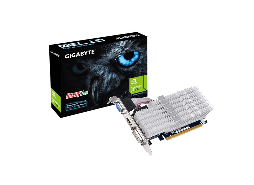 Placa de Video NVIDIA GeForce GT 730 2 GB DDR3 64 Bits Gigabyte GV-N730SL-2GL
