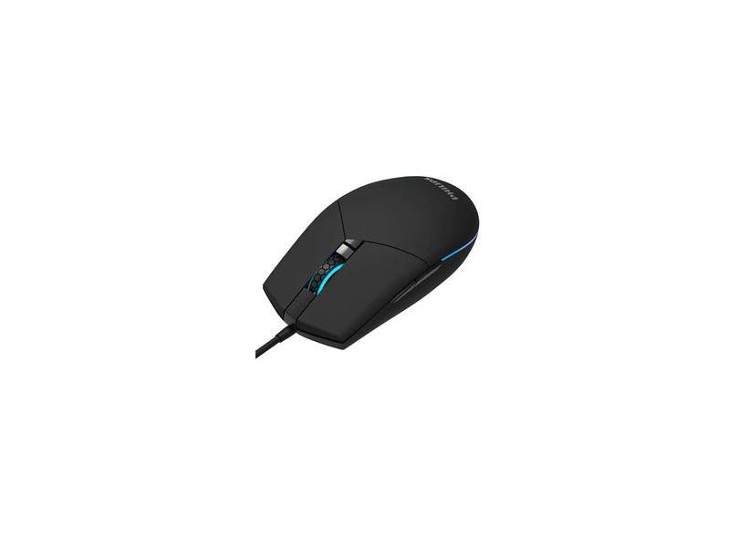Mouse Gamer USB Philips ambiglow 7 vias 6400 DPI 6 Botões G304 em ...