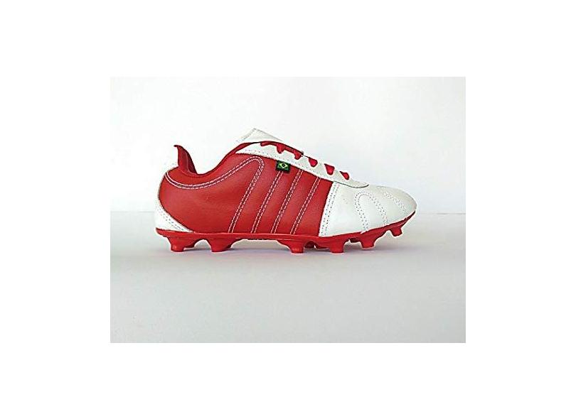 Chuteira de Couro Solado Costurado Futebol Campo Carreiro Sonic