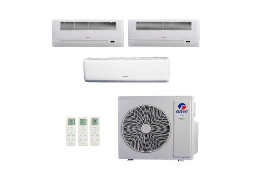 Ar-Condicionado Multi Split Inverter R-32 Gree 42.000 (1x Evap HW 12.000 + 2x Evap Cassete 1 Via 22.000) Quente/Frio 220V
