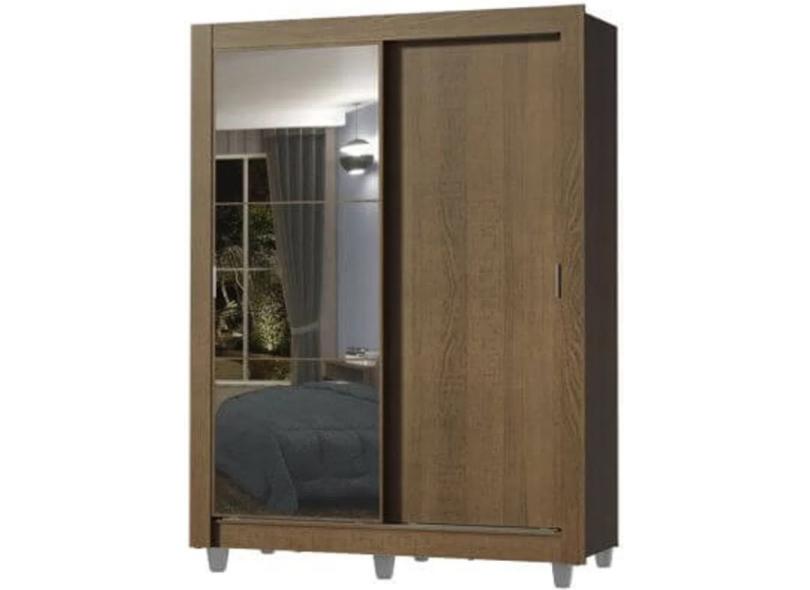 Guarda-Roupa Solteiro 2 Portas 2 Gavetas com Espelho Dallas com Pés Madesa