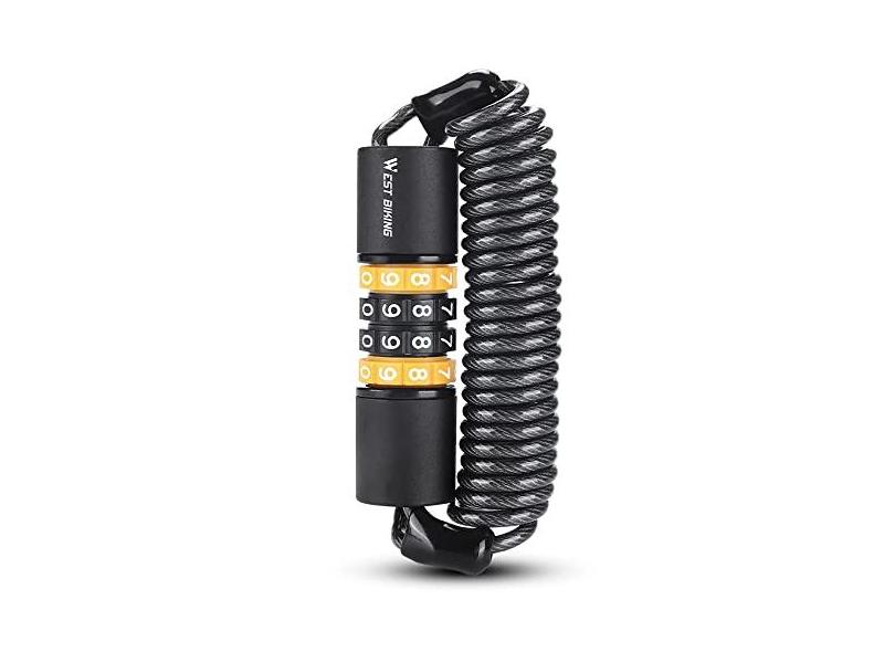 Tempaky Trava de Segurança para Bicicleta Capacetes de Bicicleta Antifurto Fechaduras de Elasticidade 4 Dígitos Combinação de Senha Bicicleta de Estrada Bicicleta de Estrada Cabo de Aço Fechadura de B