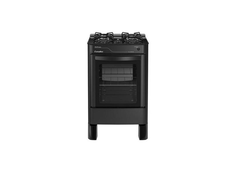 Fogão 4 Bocas Esmaltec Preto Mesa de Vidro Agata Glass 4090, Preto, Bi