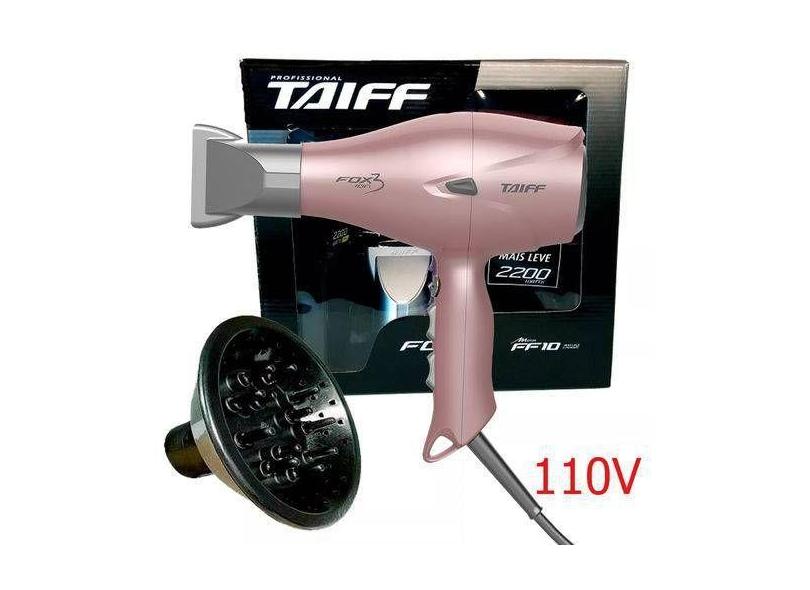 Kit Taiff - Secador Profissional Fox Ion 3 Rose 2200W 127V + Difusor D