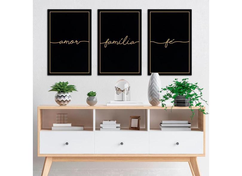 Kit Quadros Decorativos Sala Quarto Casal Amor Família Fé em Promoção é ...