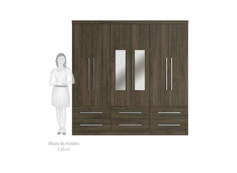 Guarda-Roupa Casal 6 Portas 6 Gavetas com Espelho Munique Siena Móveis