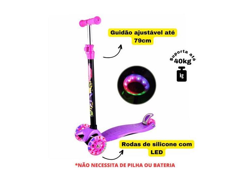 Patinete Infantil 3 Rodas Com Luz Led Flash Radical Camuflado Até 40Kg