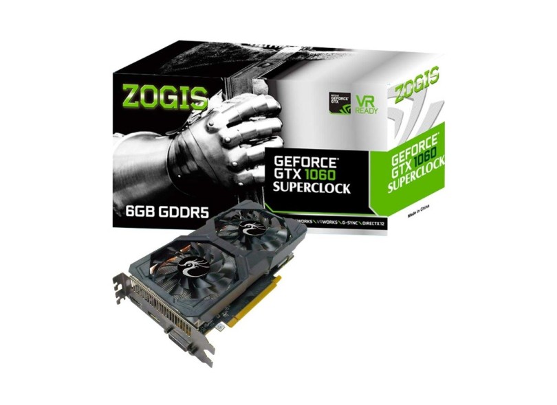 Placa de Video NVIDIA GeForce GTX 1060 6 GB GDDR5 192 Bits Zogis ZO1060-6GD5SC