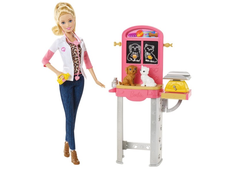 Boneca Barbie Quero Ser Veterinária Conjunto Profissões Mattel