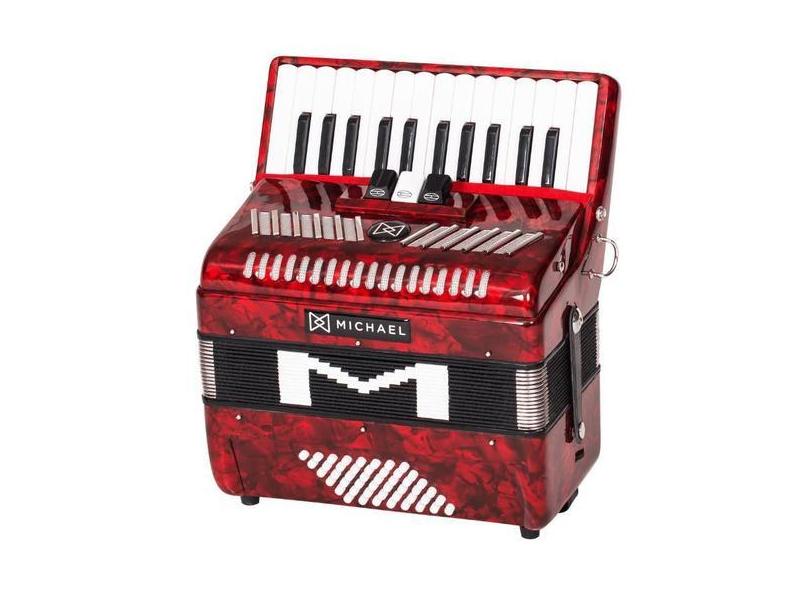 Acordeon Michael Acm4803n Prd 48 Baixos Vermelho Perolado