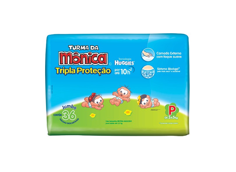 Fralda Huggies Turma da Mônica Tripla Proteção Tamanho G - 36