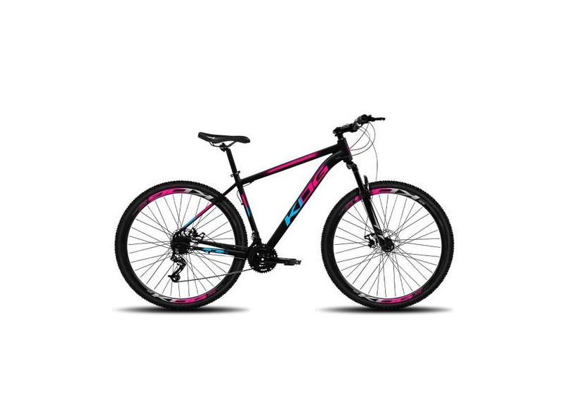 Bicicleta Feminina Aro 29 KOG 24 Marcha Freio a Disco, Preto, Rosa, Az