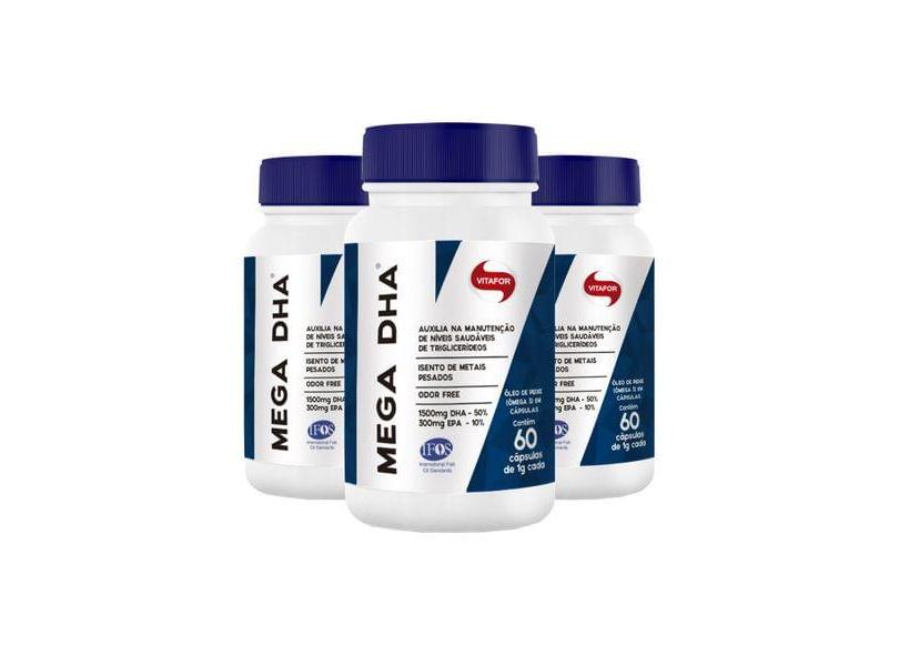 Kit 3x Mega DHA - Ômega 3 de Alta Concentração DHA (1000mg) 60 Cápsulas ...