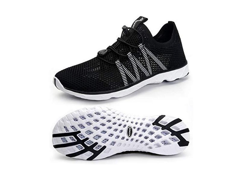 Tênis masculino de secagem rápida sem cadarço para praia ou esportes aquáticos da SUOKENI, Black/White, 7