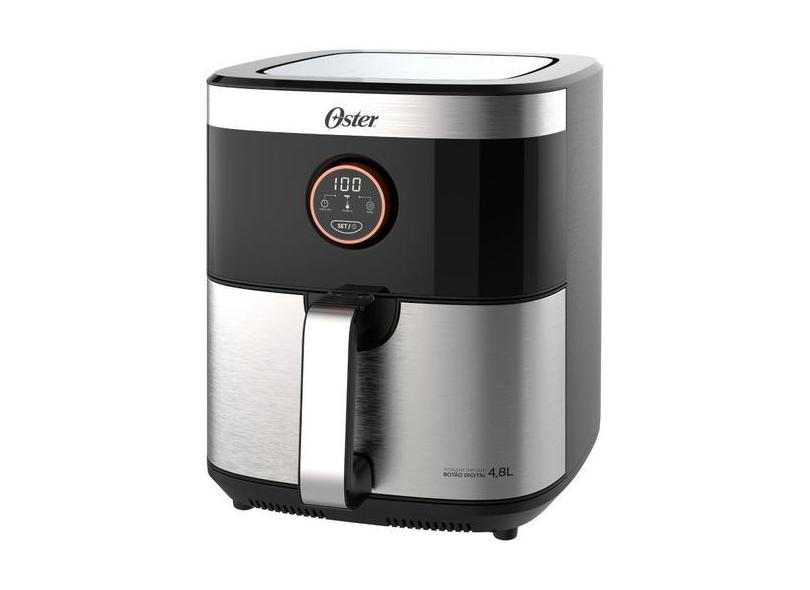 Fritadeira Elétrica Air Fryer Oster Black Inox 2 Em 1 4,8L Função Desi