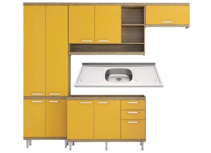 Cozinha Compacta 3 Gavetas 9 Portas com Pia Sicília MP3188 Multimóveis