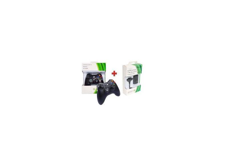 Controle Xbox 360 Sem Fio Wireless Usb Slim Joystick Bateria Com O