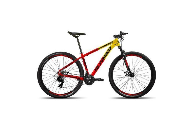 Bicicleta Aro 29 Alfameq Half Freio A Disco Bike 24 Marchas, Amarelo, 