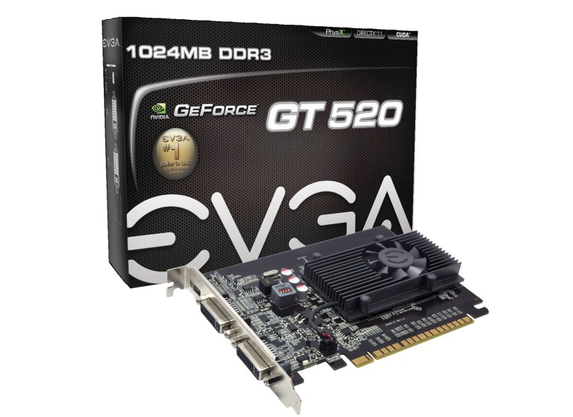Placa de Video NVIDIA GeForce GT 520 1 GB DDR3 64 Bits EVGA 01G-P3-1525-KR