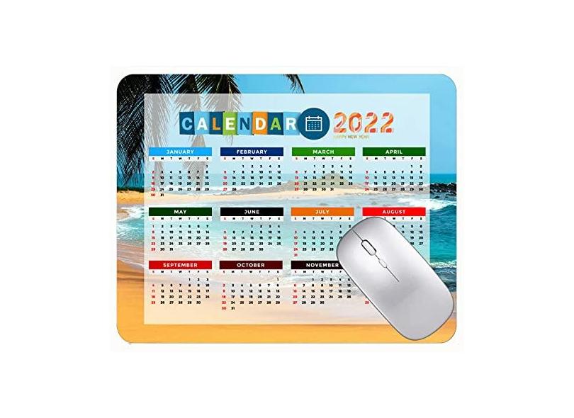 Mouse pad calendário 2022, fonte HD, mouse pad para jogos, praia, mar neblina