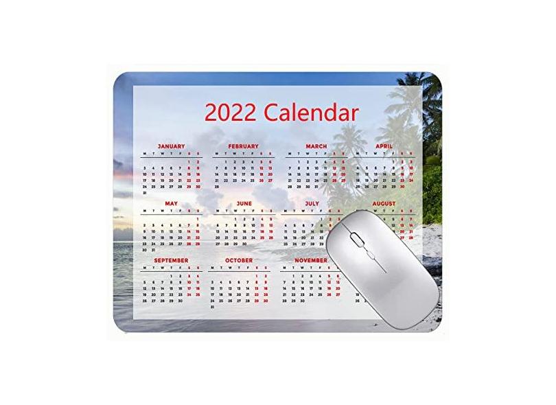 Mouse pad calendário 2022 fonte HD mouse pad gamer praia pôr do sol mar palmeiras de borracha